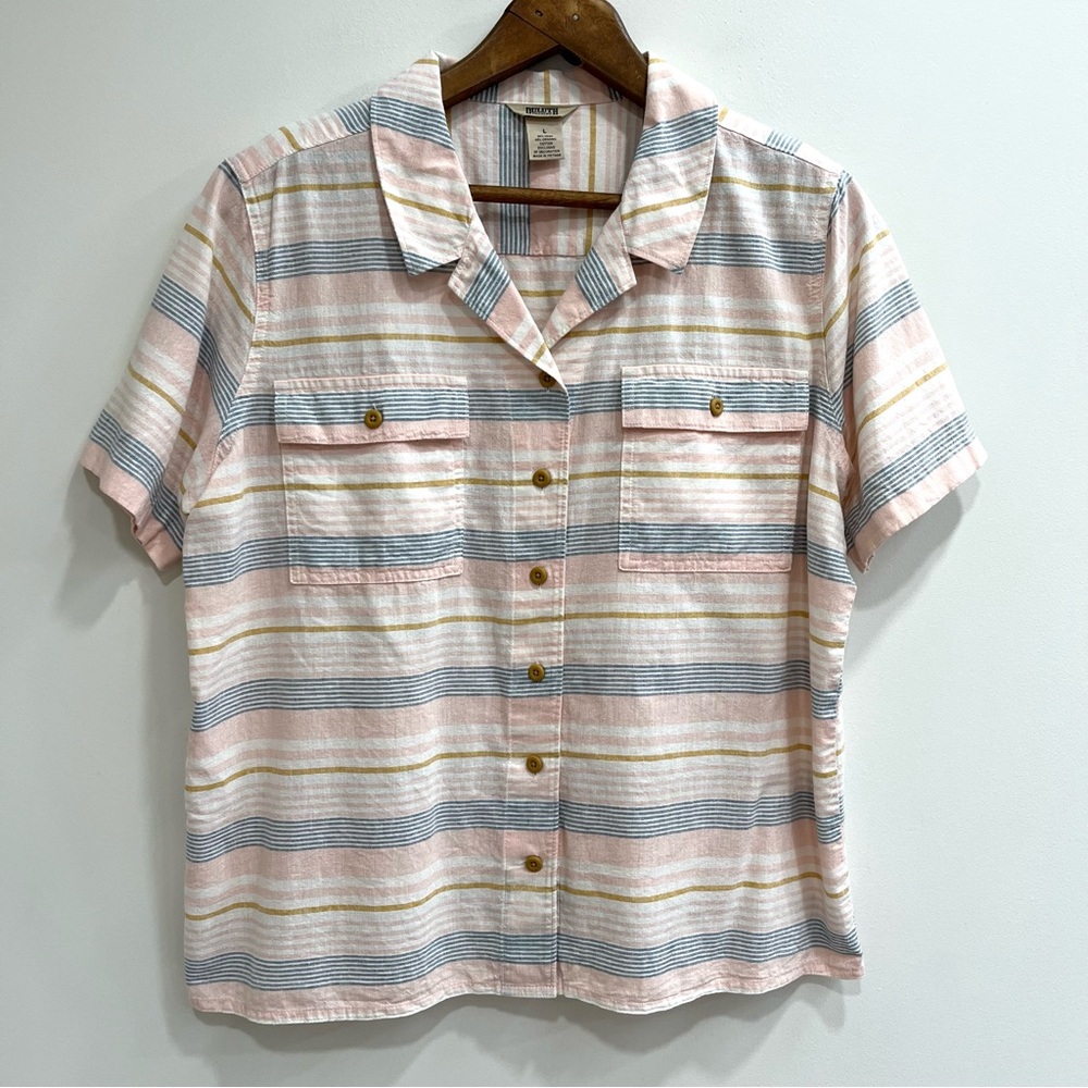 Duluth Trading Co. Women's Striped Button Down Shirt
